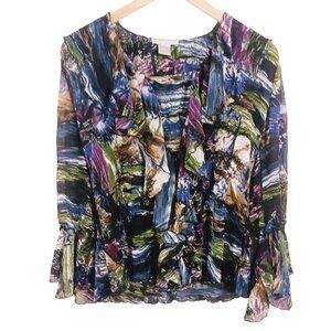 Alberto Makali Ruffled Blouse, Size Medium, Multi-Colored Y2K, Fairy, Romanic